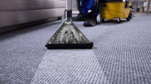 cleaning a carpet 