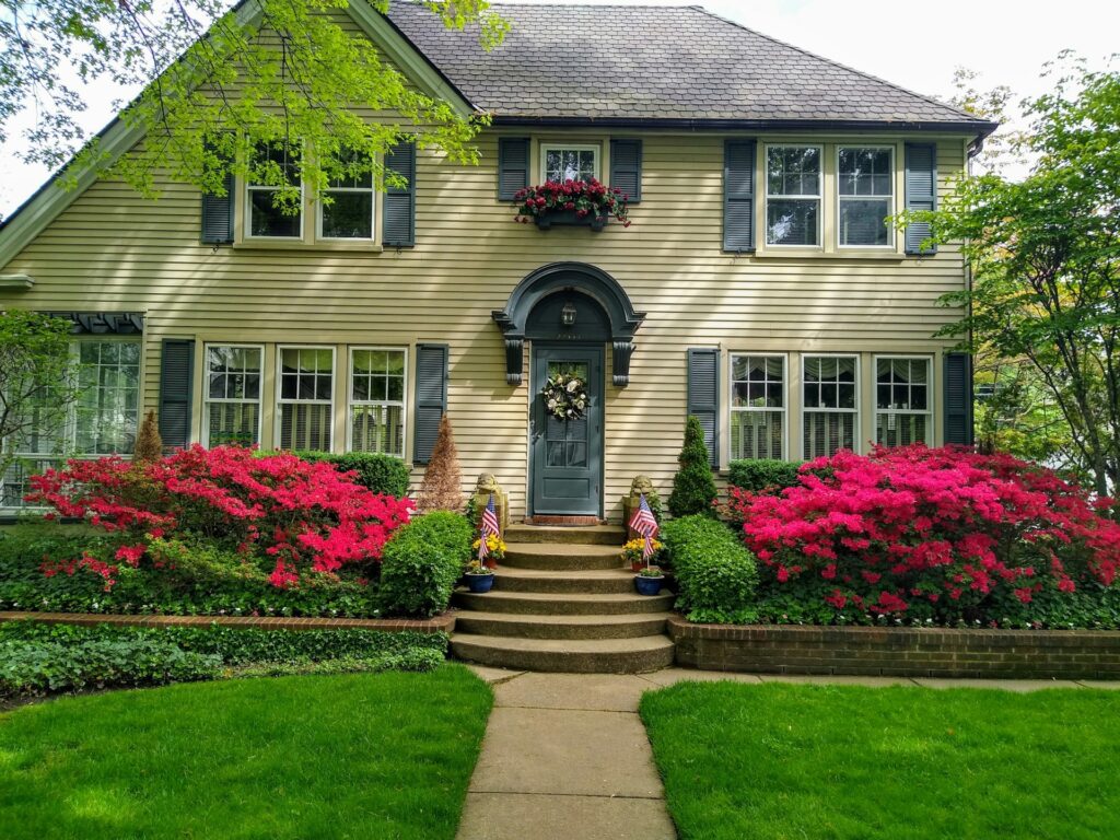 A house with immaculately done landscaping